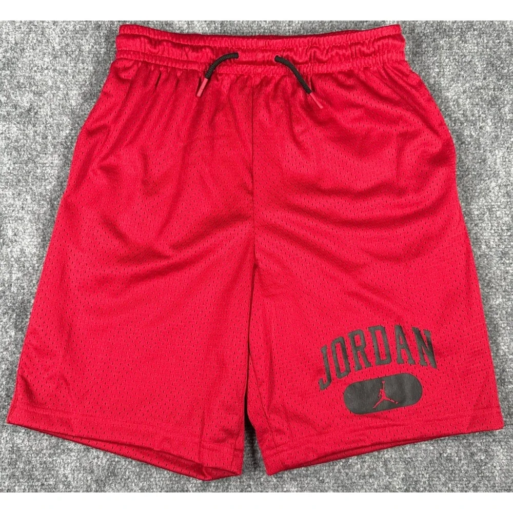 Jordan Boys Size Medium 10-12 Yrs Red Gym Mesh Basketball Shorts NWT